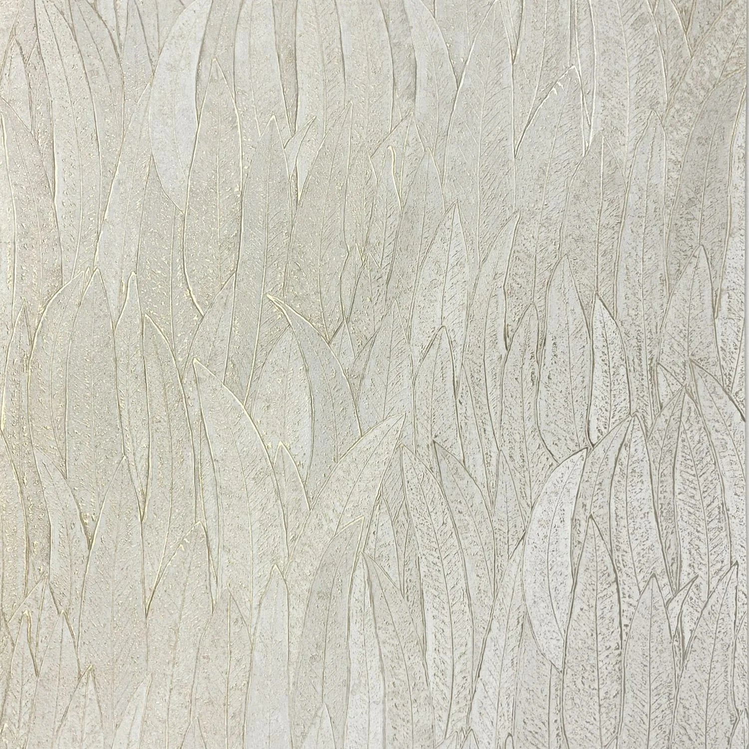 Papier peint Cinerea Casamance, feuillage doré en relief