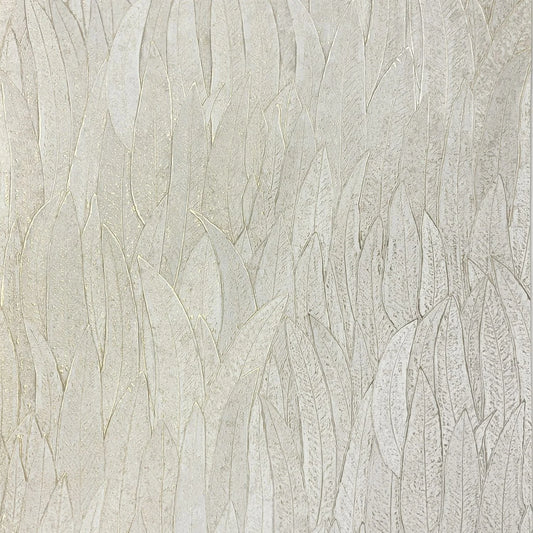 Papier peint Cinerea Casamance, feuillage doré en relief