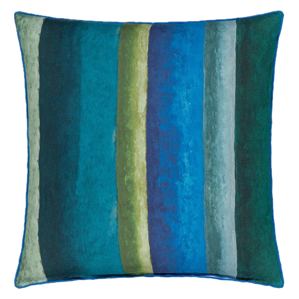 Coussin Porcelaine de Chine Designers Guild en lin froissé à motifs floraux