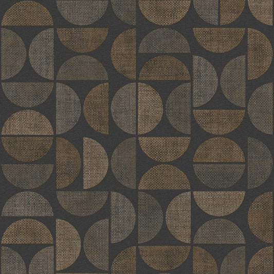 Papier peint Dualis Casamance, effet textile et raphia stylisé, marron
