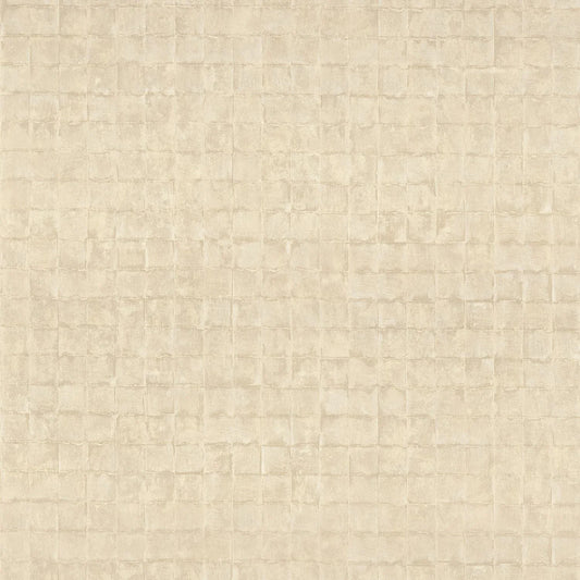 Papier peint Faenza Casamance, effet zellige aux nuances nacrées, beige

