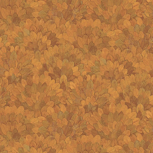Papier peint Feijoa Casamance, motif feuillage texturé, orange