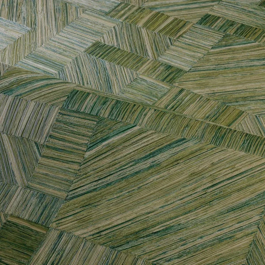 Zoom, papier peint Imbrication Casamance, motifs géométriques façon paille
