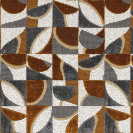 Tissu Impatient Casamance, velours floral graphique et texturé, gris orange