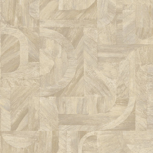 Papier peint Intarsia Casamance, inspiration marqueterie naturelle, beige