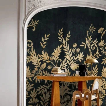 Mise en scène panoramique Jardin de Diane Casamance, décor végétal vert et doré