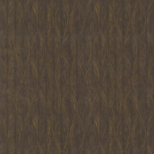 Papier peint Keramos Casamance, effet argile sculptée et reflets dorés, marron