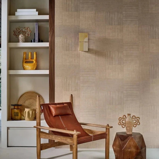 Mise en scène, papier peint Mestizo Casamance, patchwork texturé raffiné
