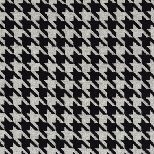 Tissu Pacte Casamance, laine recyclée et motif pied de coq, noir
