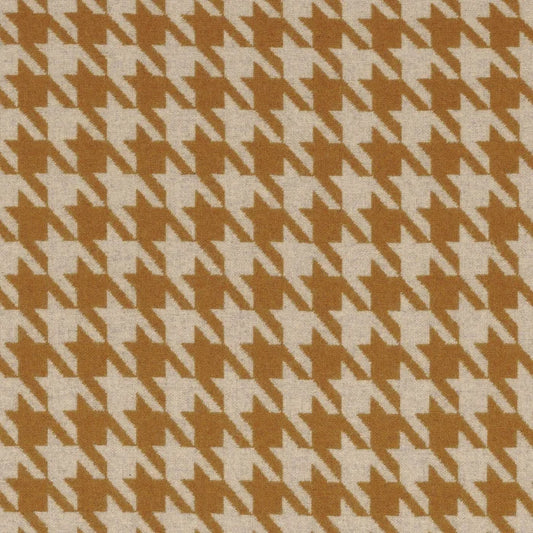 Tissu Pacte Casamance, laine recyclée et motif pied de coq, jaune