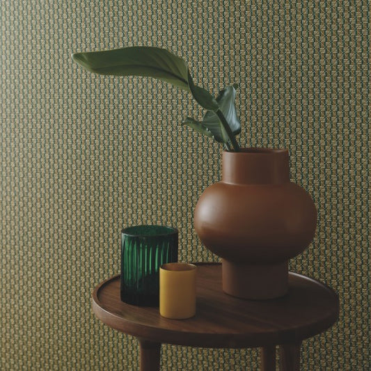Zoom sur la texture tressée du papier peint Trenza